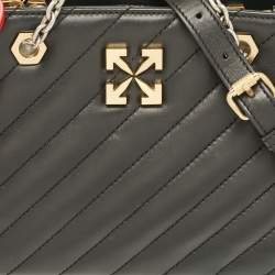 Pre Owned Off-White Black Quilted Leather Jackhammer 25 Tote