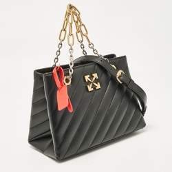 Pre Owned Off-White Black Quilted Leather Jackhammer 25 Tote