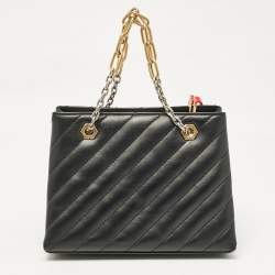 Pre Owned Off-White Black Quilted Leather Jackhammer 25 Tote