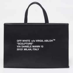 Off-White Black Leather Medium Box Tote