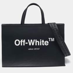Off-White Black Leather Medium Box Tote