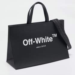 Off-White Black Leather Medium Box Tote