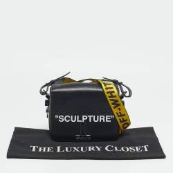 Off-White Black Leather Sculpture Binder Clip Crossbody Bag