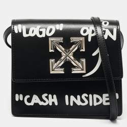 Off-White Black Leather Jitney Cash Inside Crossbody Bag