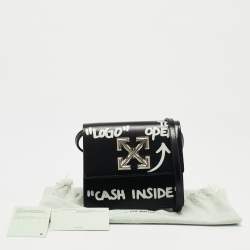 Off-White Black Leather Jitney Cash Inside Crossbody Bag