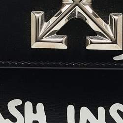 Off-White Black Leather Jitney Cash Inside Crossbody Bag