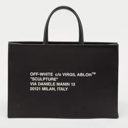 Off-White Black Leather Medium Box Tote