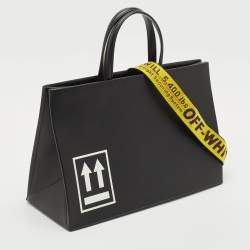 Off-White Black Leather Medium Box Tote