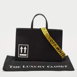 Off-White Black Leather Medium Box Tote