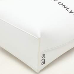 Off-White White Leather Binder Clip 'For Display Only' Tote