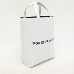 Off-White White Leather Binder Clip 'For Display Only' Tote