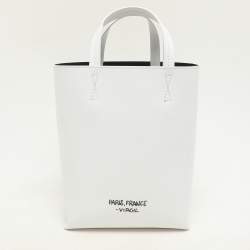 Off-White White Leather Binder Clip 'For Display Only' Tote