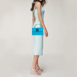 Off-White Blue Patent Leather 1.4 Jitney Top Handle Bag