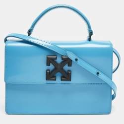 Off-White Blue Patent Leather 1.4 Jitney Top Handle Bag
