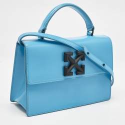Off-White Blue Patent Leather 1.4 Jitney Top Handle Bag