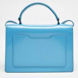 Off-White Blue Patent Leather 1.4 Jitney Top Handle Bag