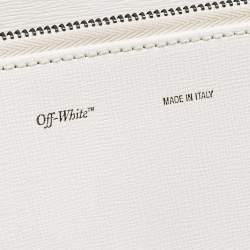 Off-White White/Black Diagonal Print Leather Mini Binder Clip Crossbody Bag