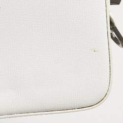 Off-White White/Black Diagonal Print Leather Mini Binder Clip Crossbody Bag