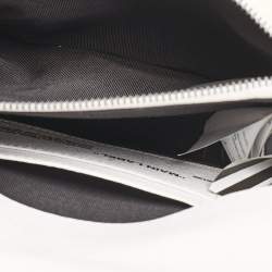 Off-White White/Black Diagonal Print Leather Mini Binder Clip Crossbody Bag
