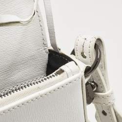 Off-White White/Black Diagonal Print Leather Mini Binder Clip Crossbody Bag