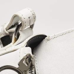 Off-White White/Black Diagonal Print Leather Mini Binder Clip Crossbody Bag