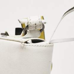 Off-White White/Black Diagonal Print Leather Mini Binder Clip Crossbody Bag