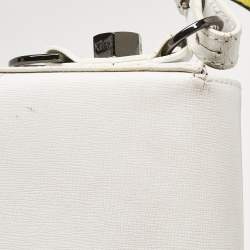 Off-White White/Black Diagonal Print Leather Mini Binder Clip Crossbody Bag