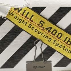 Off-White White/Black Diagonal Print Leather Mini Binder Clip Crossbody Bag