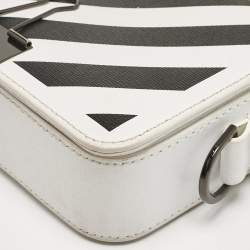 Off-White White/Black Diagonal Print Leather Mini Binder Clip Crossbody Bag