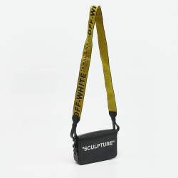 Pre Owned Off-White Black Leather Sculpture Binder Clip Crossbody Bag