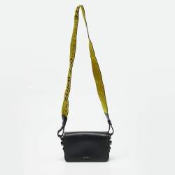 Pre Owned Off-White Black Leather Sculpture Binder Clip Crossbody Bag