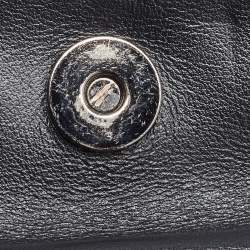 Pre Owned Off-White Black Leather Binder Clip Flap Shoulder Bag