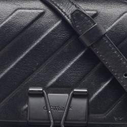 Pre Owned Off-White Black Leather Binder Clip Flap Shoulder Bag