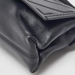 Pre Owned Off-White Black Leather Binder Clip Flap Shoulder Bag