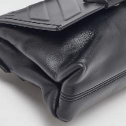 Pre Owned Off-White Black Leather Binder Clip Flap Shoulder Bag