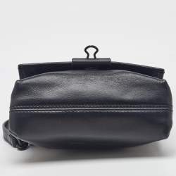 Pre Owned Off-White Black Leather Binder Clip Flap Shoulder Bag