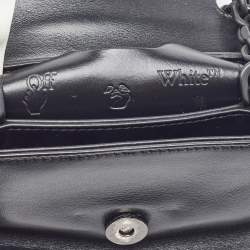 Pre Owned Off-White Black Leather Binder Clip Flap Shoulder Bag