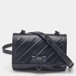 Off-White Black Leather Sculpture Binder Clip Crossbody Bag