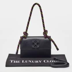 Pre Owned Off-White Black Leather 1.4 Gummy Jitney Top Handle Bag