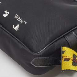 Pre Owned Off-White Black Nylon Logo Webbing Industrial Shoulder Bag