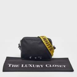 Pre Owned Off-White Black Nylon Logo Webbing Industrial Shoulder Bag