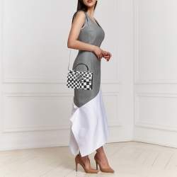 Off-White Black/White Check Printed Leather Jitney Top Handle Bag