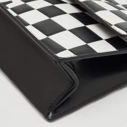 Off-White Black/White Check Printed Leather Jitney Top Handle Bag