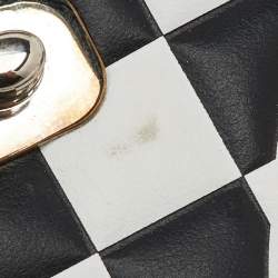 Off-White Black/White Check Printed Leather Jitney Top Handle Bag