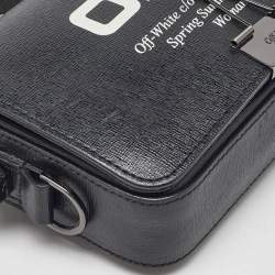 Pre Owned Off-White Black Leather Binder Clip Flap Shoulder Bag