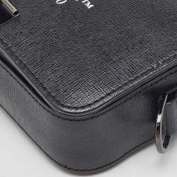 Pre Owned Off-White Black Leather Binder Clip Flap Shoulder Bag