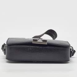 Pre Owned Off-White Black Leather Binder Clip Flap Shoulder Bag