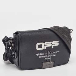 Pre Owned Off-White Black Leather Binder Clip Flap Shoulder Bag