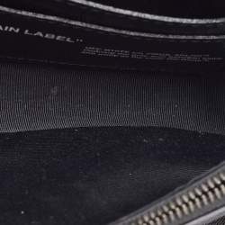 Pre Owned Off-White Black Leather Binder Clip Flap Shoulder Bag