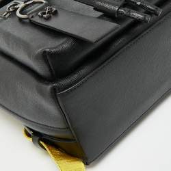 Pre Owned Off-White Black/White Leather Diag Drawstring Backpack